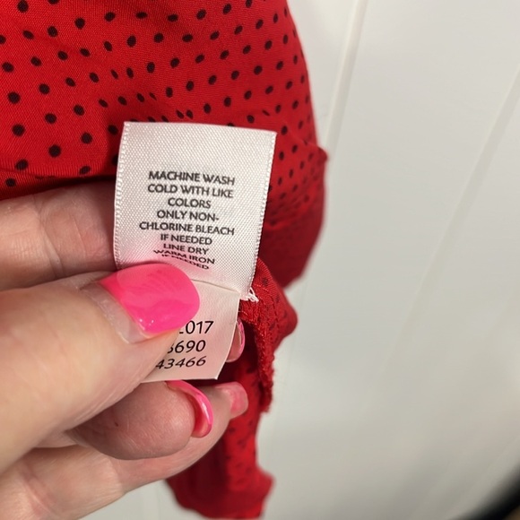 J. Jill Womens Tank L Red Black Polka Dots Sleeveless Pullover Curved Hem Rayon - Picture 6 of 10